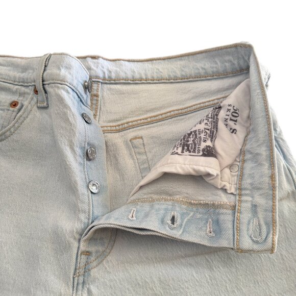 Levi's 501 Skinny Jean Button Fly Light Blue Bottom Slit Women's, Size 30 X 28 - Picture 3 of 13